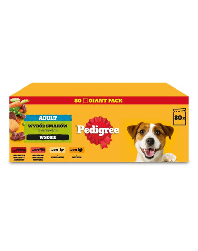 PEDIGREE Adult výběr chutí v omáčce 80x100 g kapsičky pro psy