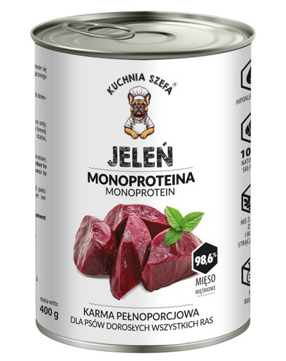 KUCHNIA SZEFA Monoprotein Jelen 400g konzerva pro psy