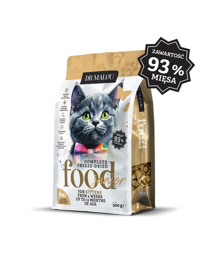 DR MALOU Kitten Liofilizované granule s kuřecím s kozím mlékem a žloutkem 500g pro koťata