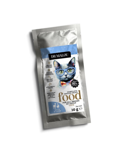 DR MALOU Lyofilizované krmivo Kachna s jehněčím 10 g granule pro kočky