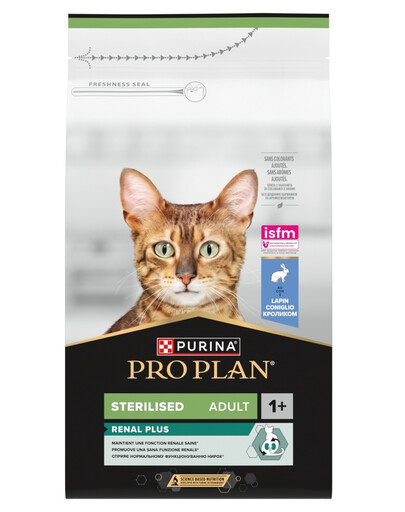 PURINA PRO PLAN Sterilised Renal Plus Bohatá na králíka 1,5 kg granule pro kočky po sterilizaci