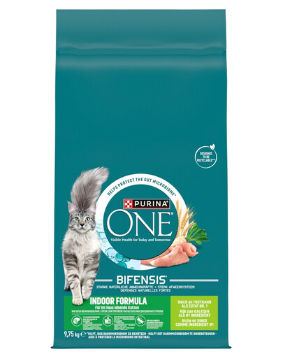 PURINA ONE Bifensis Indoor Formula Cat Turkey and Wheat 9,75 kg krůta a pšenice, krmivo pro kočky pobývající doma
