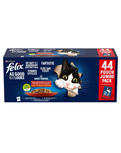 FELIX Fantastic Venkovské Chutě v želé 44x85g hovězí, kuřecí, kachní a jehněčí, mokré krmivo pro kočky