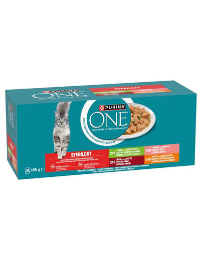 PURINA ONE Sterilcat 40x85g s krůtím, hovězím, lososem, kuřecím, mokré krmivo pro kočky po sterilizaci