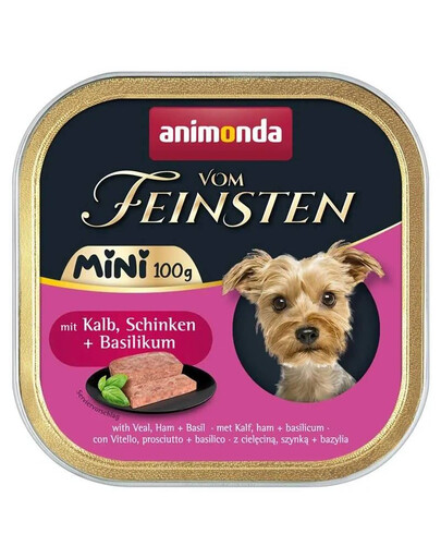 ANIMONDA Vom Feinsten Mini s telecím, šunkou a bazalkou 100g paštika pro psy malých plemen