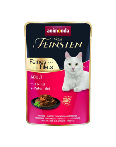 ANIMONDA Vom Feinsten Fines mit Filets Adult Hovězí a filet z krůty 85g konzerva pro kočky