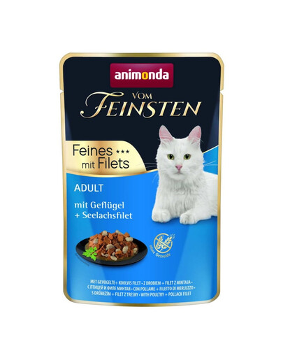 ANIMONDA Vom Feinsten Fines s filety pro dospělé kočky Drůbež a filet z tresky 85g mokrá strava pro kočky