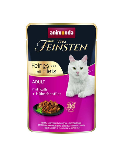 ANIMONDA Vom Feinsten Fines s filety Adult Telecí a kuřecí filet 85g mokrá strava pro kočky