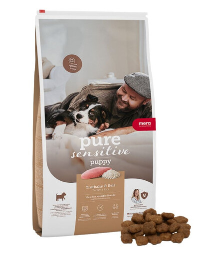 MERA Dog Pure Sensitive Puppy Turkey Rice 4 kg krůta a rýže, granule pro štěňata