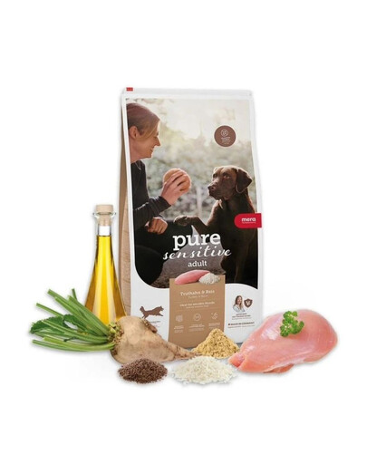 MERA Dog Pure Sensitive Adult Turkey Rice 4 kg krůta a rýže, krmivo pro citlivé psy
