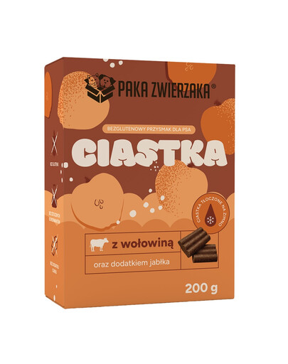 PAKA ZWIERZAKA Sušenky Hovězí s jablkem 200g pamlsky pro psy