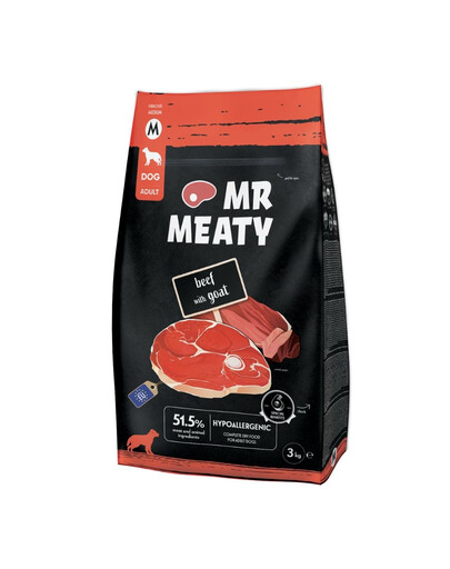 MR MEATY Dog Beef with Goat M 3 kg hovězí s kozím masem, krmivo pro psy