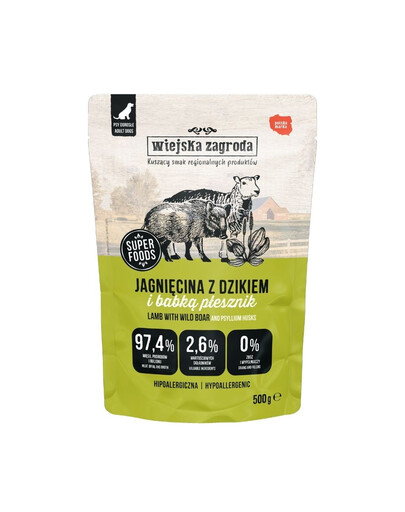 WIEJSKA ZAGRODA Duo Mokré krmivo pro psy s jehněčím a divočákem 500 g