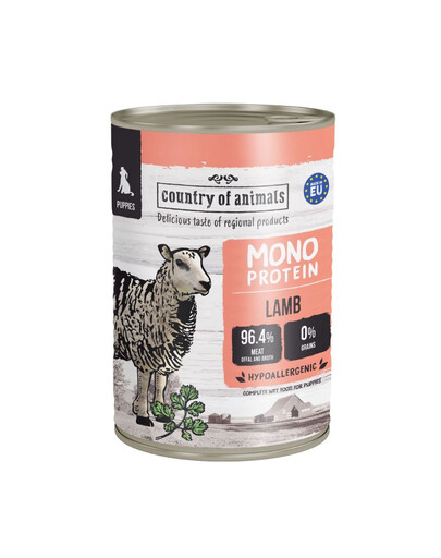 COUNTRY OF ANIMALS Puppies Monoprotein Lamb 400g jehněčí, konzerva pro štěňata