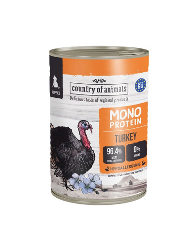 COUNTRY OF ANIMALS Puppies Monoprotein Turkey 400g krůtí, konzerva pro štěňata