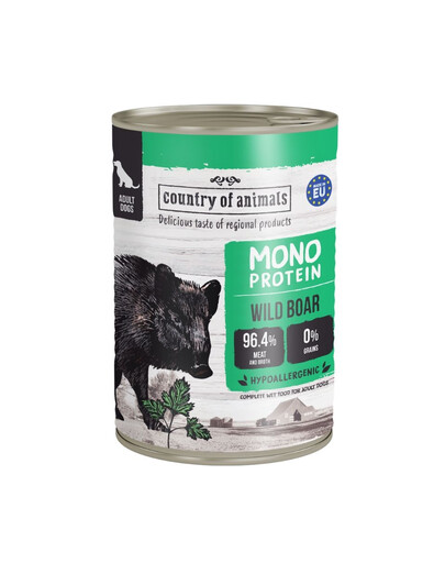 COUNTRY OF ANIMALS Dog Monoprotein Wild Boar 400g divočák, konzerva pro psy