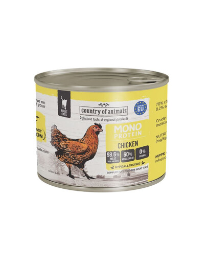 COUNTRY OF ANIMALS Cat Monoprotein Chicken 200g kuřecí, krmivo pro kočky