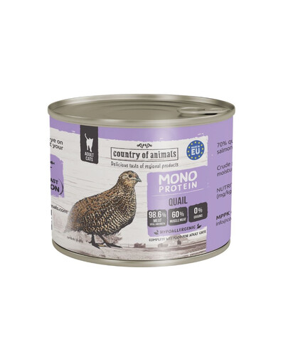 COUNTRY OF ANIMALS Cat Monoprotein Quail 200g křepelka, krmivo pro kočky
