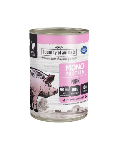 COUNTRY OF ANIMALS Cat Monoprotein Pork 400g vepřové maso, konzerva pro kočky