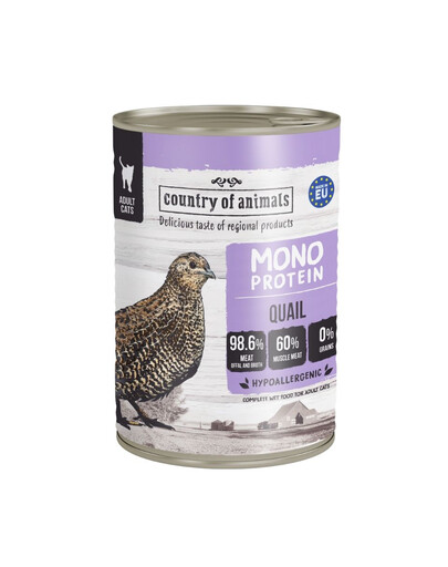 COUNTRY OF ANIMALS Cat Monoprotein Quail 400g křepelka, krmivo pro kočky
