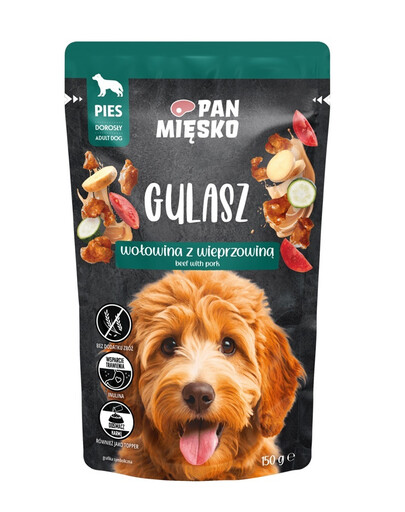 PAN MIĘSKO Guláš Hovězí a vepřové mokré krmivo pro psy 150 g