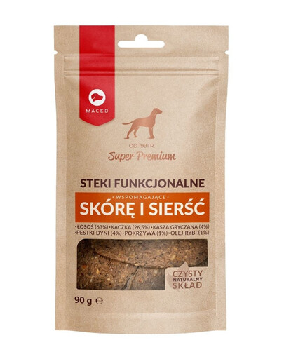 Funkční steaky Losos a kachna 90g pochoutky podporující kůži a srst