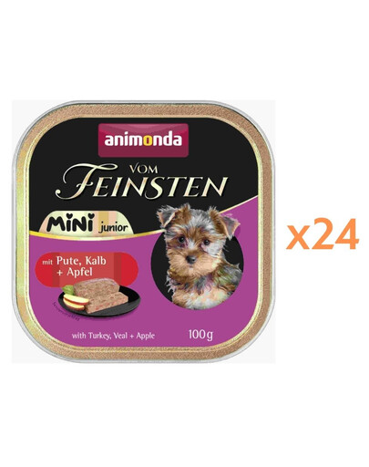 ANIMONDA Vom Feinsten Mini Junior s krůtím, telecím a jablkem 24x100g paštika pro štěňata malých plemen