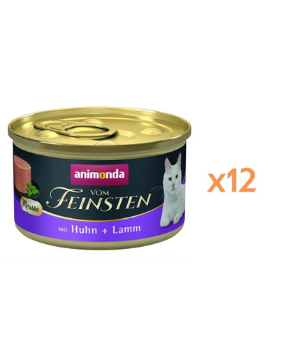 ANIMONDA Vom Feinsten Mousse s kuřecím a jehněčím masem 12x85g pěna pro kočky