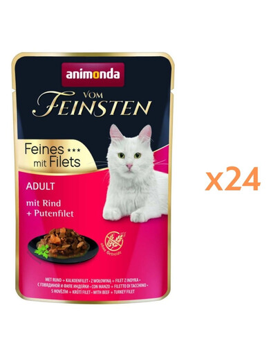 ANIMONDA Vom Feinsten Feines mit Filets Adult Hovězí a krůtí filet 24x85g mokré krmivo pro kočky