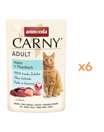 ANIMONDA Carny Adult Pouch Kuřecí a tuňák 6x85g pro kočky