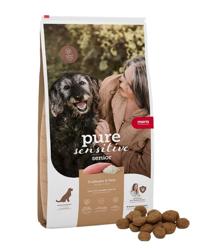 MERA Dog Pure Sensitive Senior Turkey Rice 12,5 kg krůta s rýží, granule pro starší psy