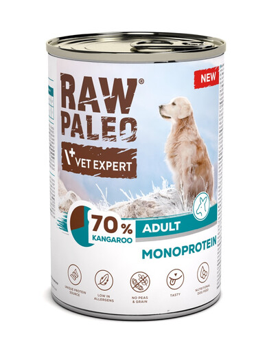 RAW PALEO Monoprotein Kangaroo Adult 400g s klokaním masem, mokré krmivo pro psy