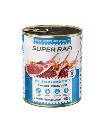 RAFI Super s jehněčím masem a srdíčky z krůty 800g paštika pro psy