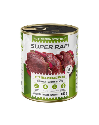 RAFI Super s jelenem a srdíčky z kachny 800g paštika pro psy