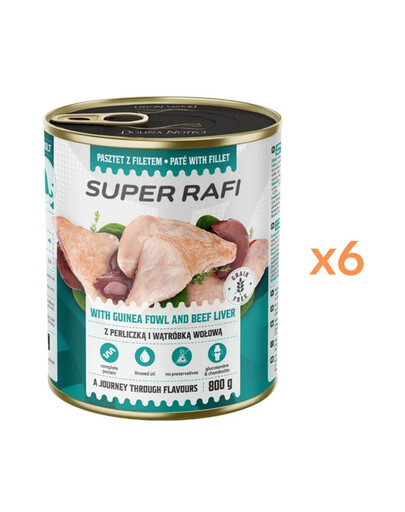 RAFI Super s perličkou a hovězími játry 6x800g paštika pro psy