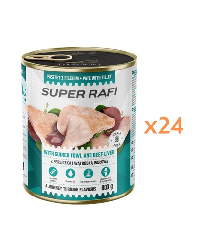 RAFI Super s perličkou a hovězími játry 24x800g paštika pro psy