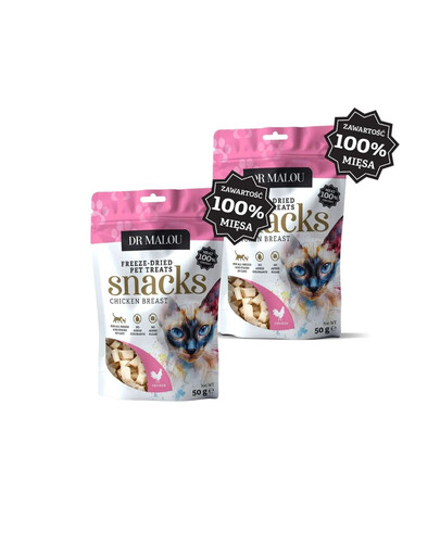 DR MALOU Masové kostky 100% lyofilizovaného kuřecího masa 50g pamlsky pro kočky