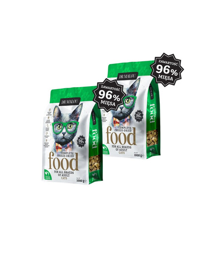 DR MALOU Lyofilizované krmivo Kuře s lososem 2x1 kg suché krmivo pro kočky