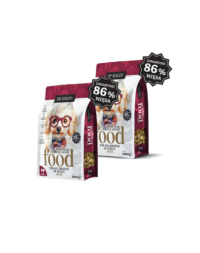 DR MALOU Lyofilizované krmivo Kachna s dýní 2x1 kg suché krmivo pro psy