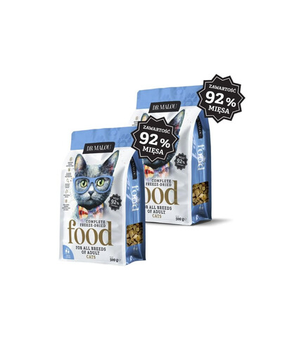DR MALOU Lyofilizované kachní s jehněčím 2x500g suché krmivo pro kočky