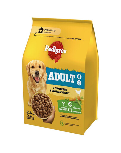 PEDIGREE Adult 3x2,6 kg s drůbežím masem a zeleninou, kompletní suché krmivo pro psy velkých a středních plemen
