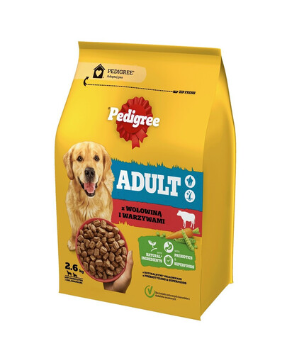 PEDIGREE Adult 3x2,6 kg s hovězím masem a zeleninou, kompletní suché krmivo pro dospělé psy velkých a středních plemen