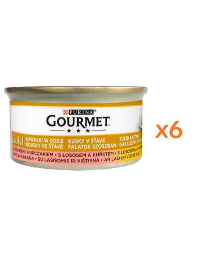 GOURMET Gold losos a kuře v omáčce pro kočky 6x85 g
