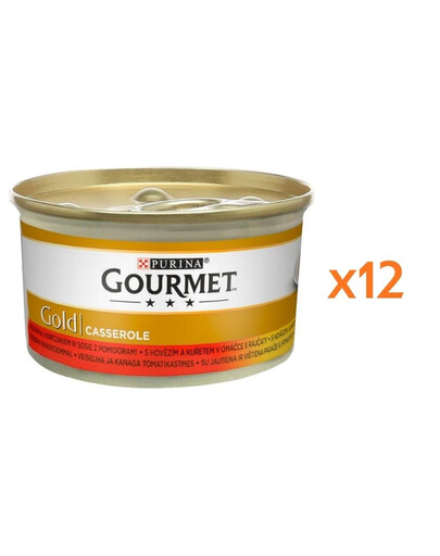 GOURMET Gold Casserole s hovězím masem a kuřecím masem v omáčce 12x85 g