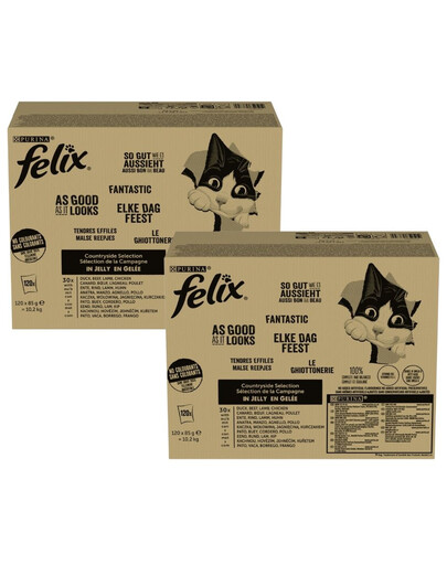 FELIX Fantastic v želé Mix masa 240x85g hovězí, kuřecí, kachní a jehněčí, mokré krmivo pro kočky