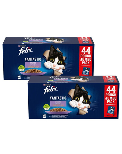 FELIX Fantastic Výběr chutí v želé 88x85g hovězí, kuřecí, losos a tuňák, mokré krmivo pro kočky