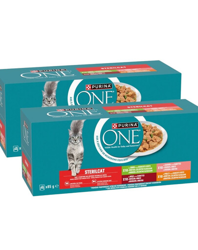 PURINA ONE Sterilcat 80x85g s krůtím, hovězím, lososem, kuřecím, mokré krmivo pro kočky po sterilizaci