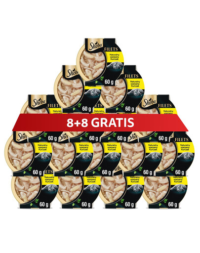 SHEBA Kuřecí filety v omáčce 16 x 60 g mokré krmivo pro kočky 8+8 ZDARMA