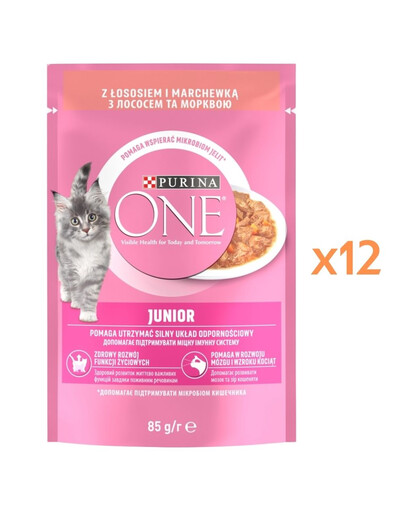 PURINA ONE Junior Cat Losos a mrkev 12x85g krmivo pro koťata