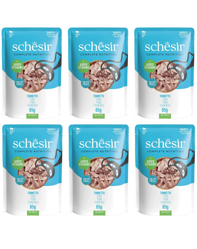 SCHESIR Tuňák v želé pro kočky 6x85 g